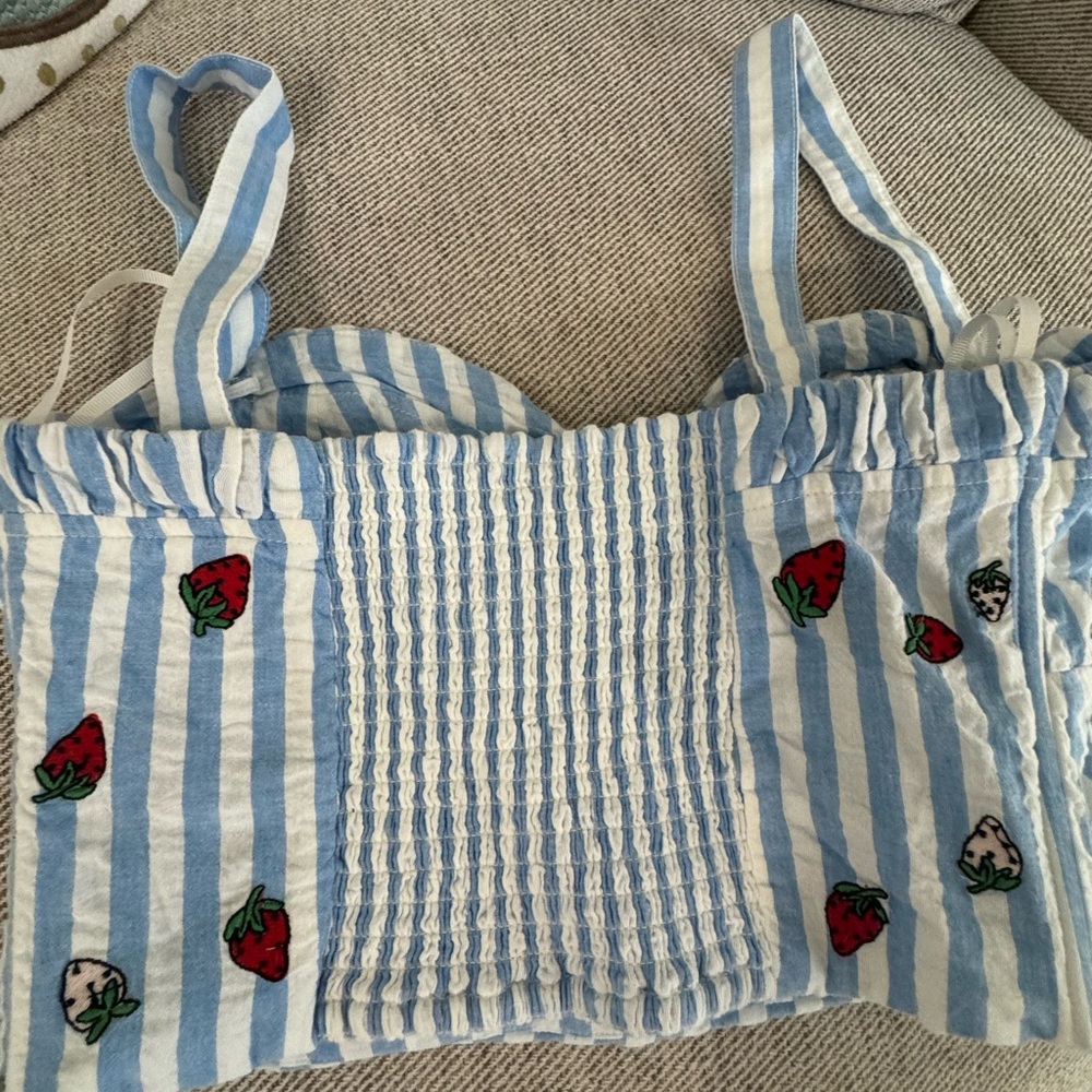 Maeve by Anthropologie Blue and White Striped Top - Picture 5 of 6